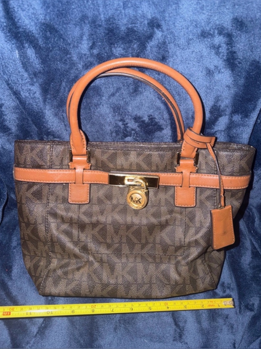 Michael Kors Brown Logo Tote with Tan Leather Trim